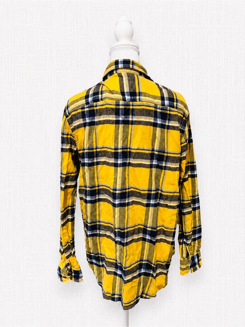 American Eagle Outfitters Yellow and Black Plaid Button-Down Shirt - Picture 3 of 5